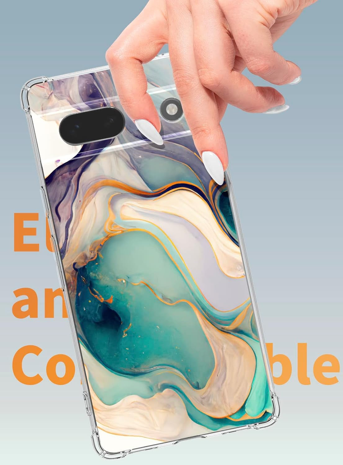 CLATUK for Google Pixel 8 Case with Screen Protector, [Marble Slim]+[Anti-Drop Shockproof Protective] Soft TPU Women Stylish Pixel 8 Phone Covers 2023 6.17 Inch (Alpine Lake)  CLATUK   