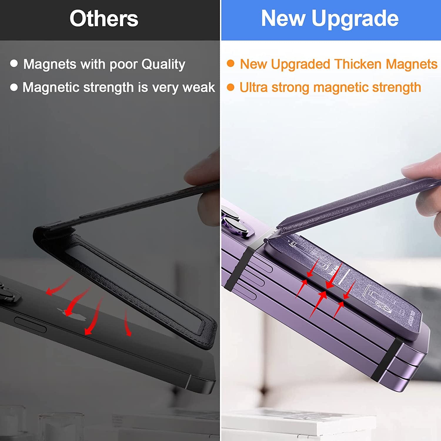 Qilmii Compatible Magsafe Wallet Stand for Apple, Skin Friendly Leather Card Slot with Adjustable Kickstand & Holder, Fit for Iphone 14/13/12 Series  kingxbar   