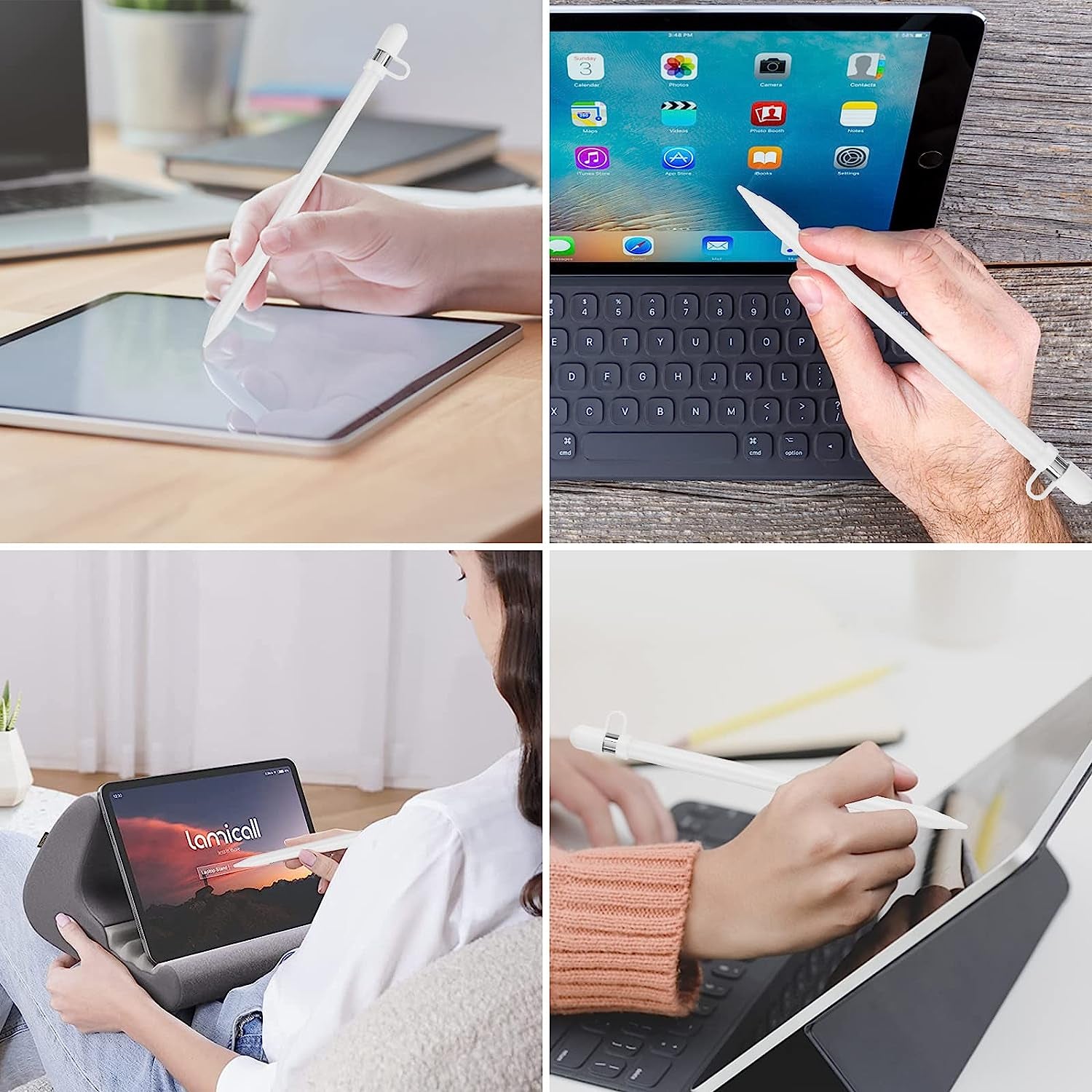 APETOO Magnetic Replacement Cap for Apple Pencil 1St Gen,2-Sets Ipencil Replacement Cap with Anti-Lost Silicone Holder for Ipad Pro Pencil End Cap Stylus Top Cover Protective Holder for Ipad Pencil  APETOO   