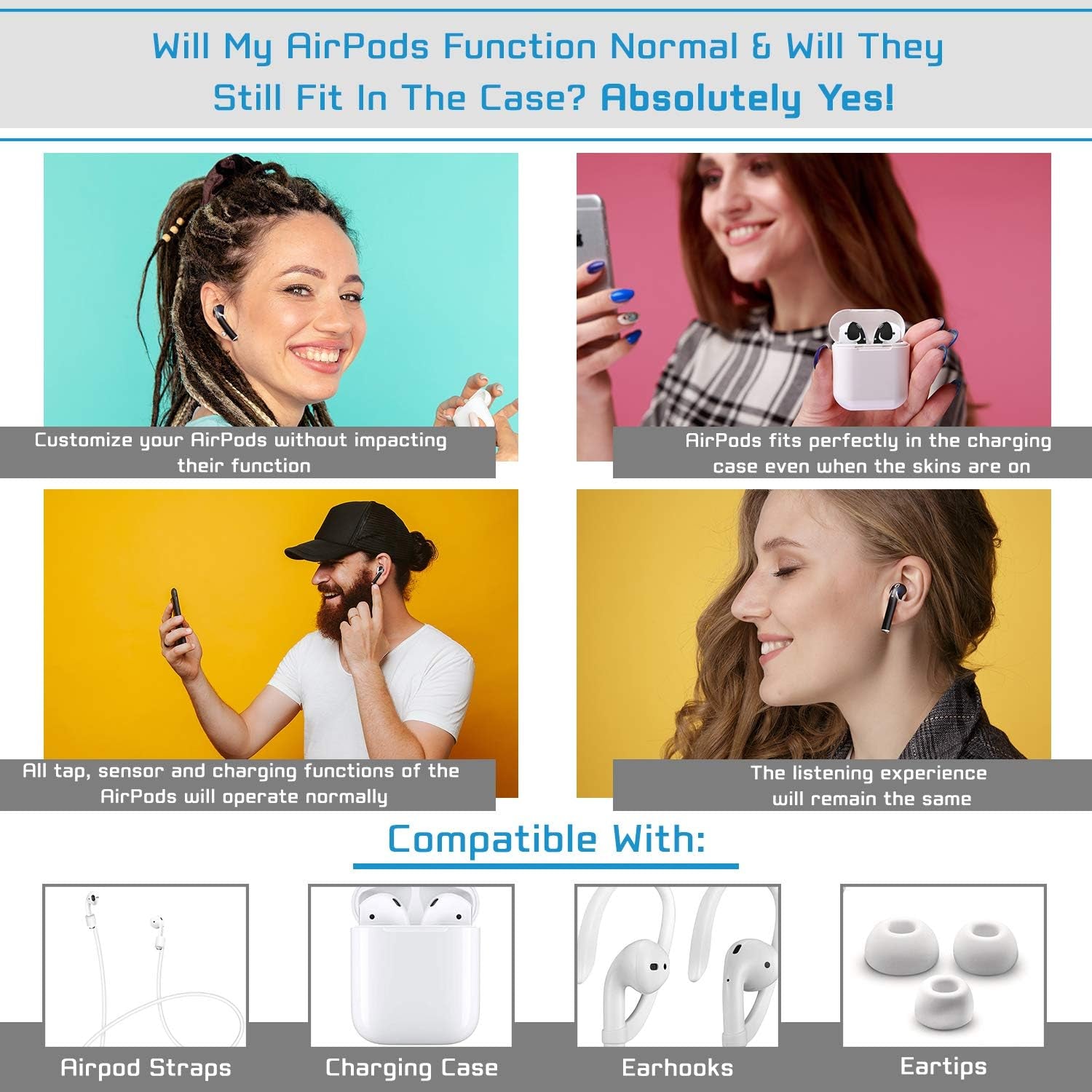 Airpod Skins Protective Wraps | Easy Install | Customize and Protect | Free Lifetime Replacements | Max Coverage | Compatible with Apple Airpods Accessories (Matte Black)  AirPod Skins   