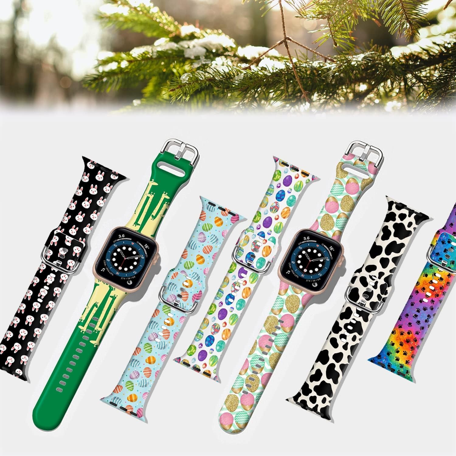 LAACO Silicone Sport Bands Compatible with Apple Watch 49Mm 45Mm 44Mm 42Mm 41Mm 40Mm 38Mm for Women Men Girls, Floral Design Replacment Strap for Iwatch SE Utral/Series 8/7/6/5/4/3/2/1  LAACO   