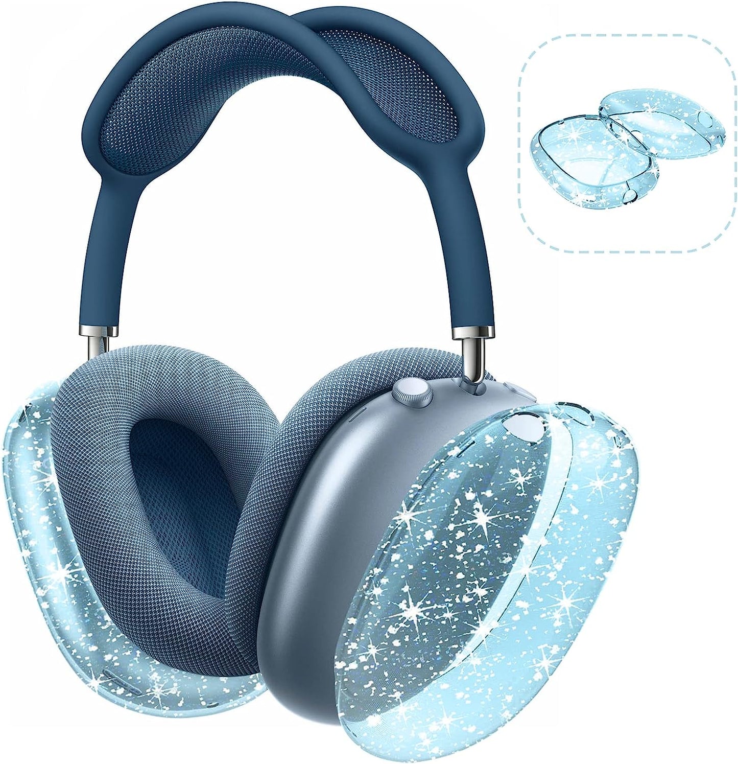 Aiaabq for Airpods Max Case Cover, Clear Soft TPU Skin Anti-Scratch, Transparent Accessories Ultra Protective Cover for Apple Airpods Max Headphones Case  Aiaabq Transillumination - Blue  