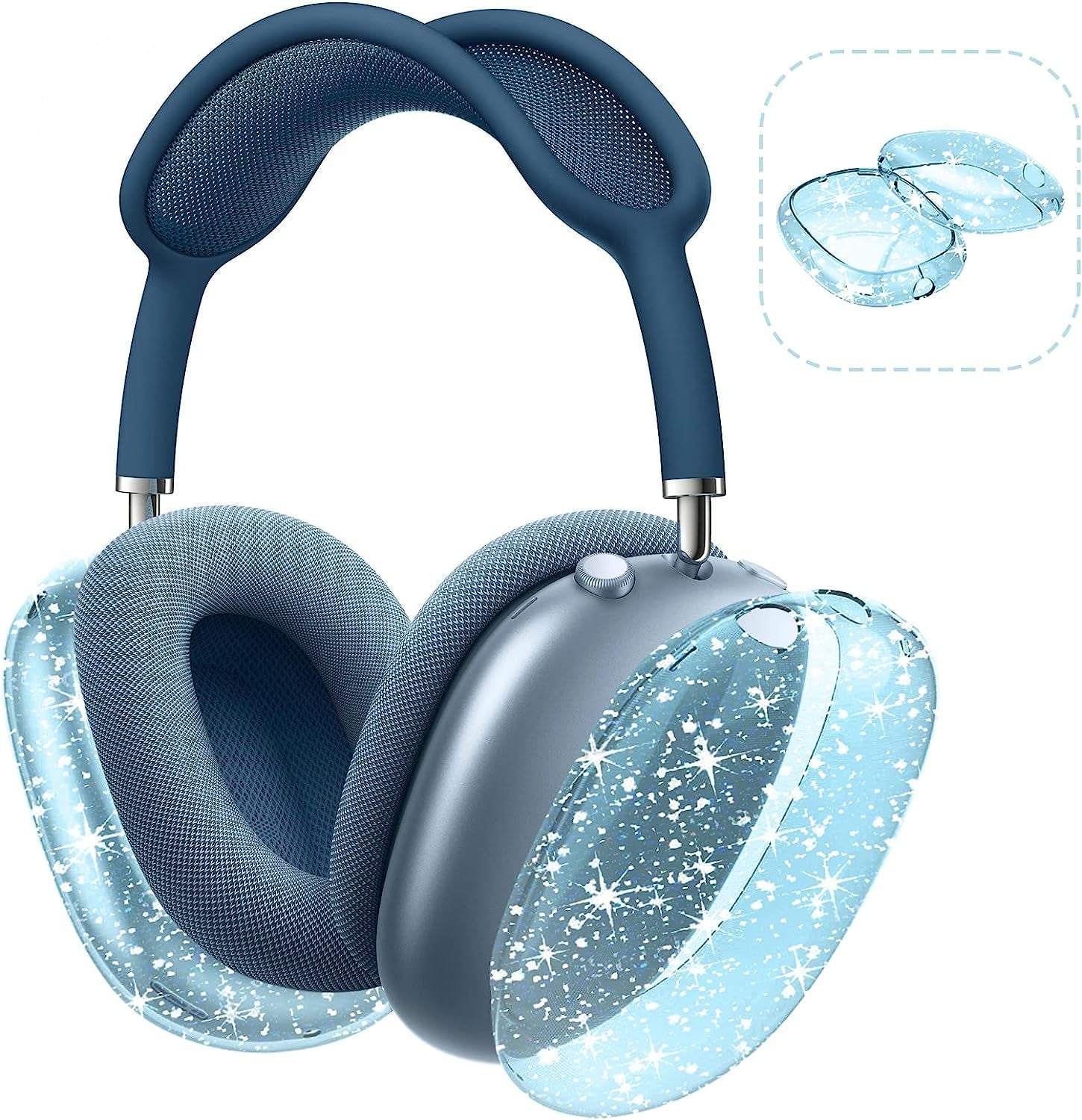 Aiaabq for Airpods Max Case Cover, Clear Soft TPU Skin Anti-Scratch, Transparent Accessories Ultra Protective Cover for Apple Airpods Max Headphones Case  Aiaabq Transillumination - Blue  