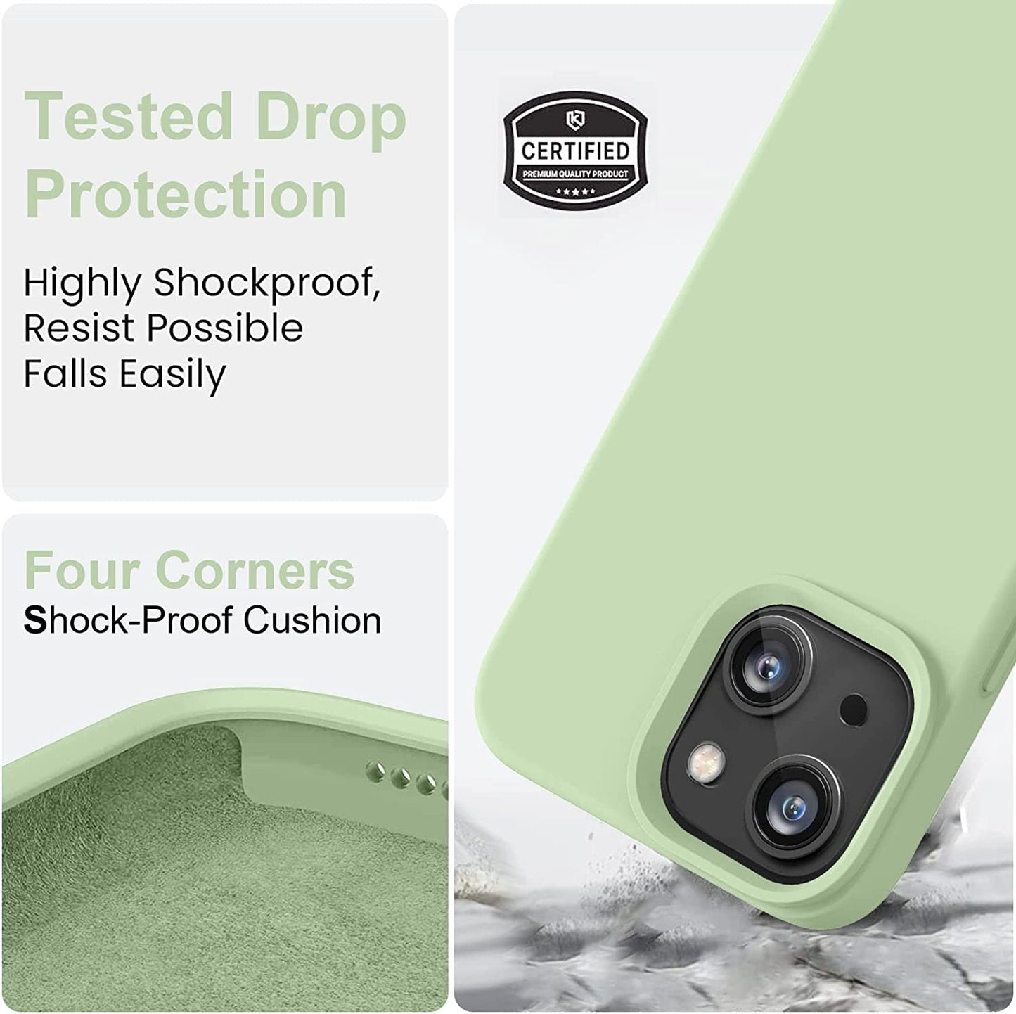 Vooii Compatible with Iphone 14 Case,[Silky Touch Premium Liquid Silicone] [Soft Anti-Scratch Microfiber Lining], Ultra Slim Shockproof Protective Case for Iphone 14 - Matcha  Vooii   