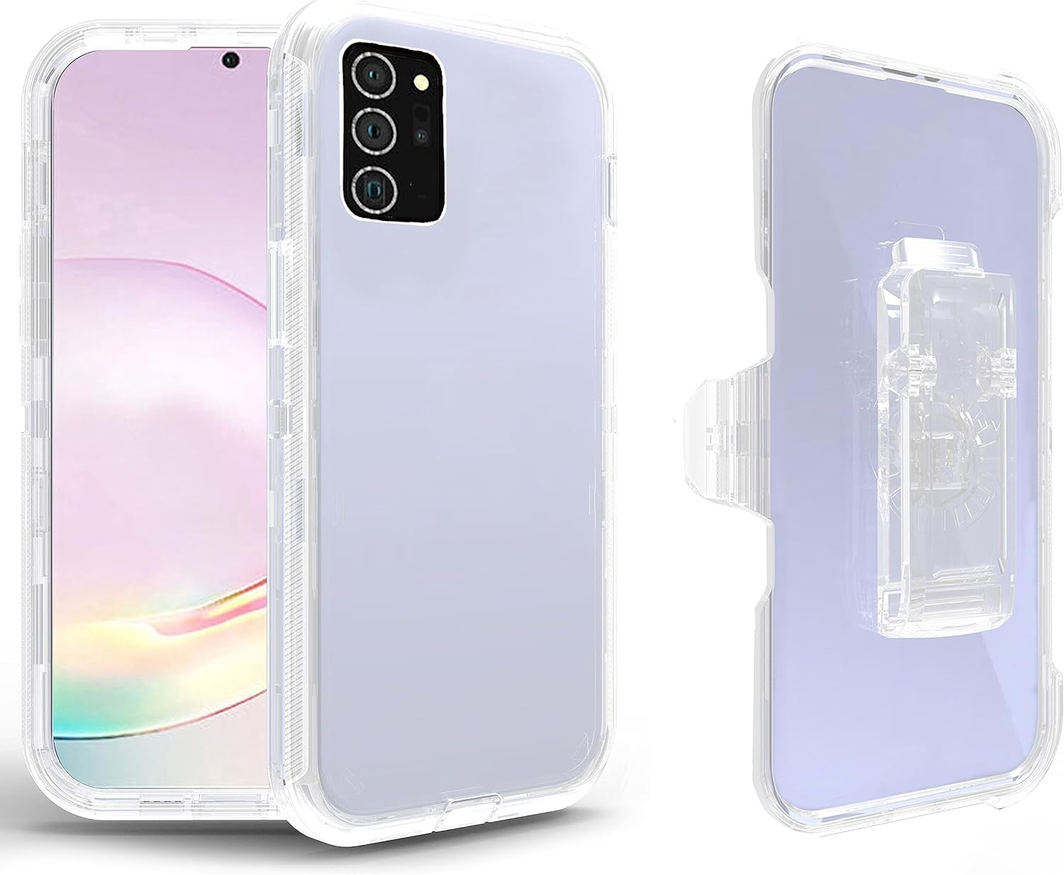 Asuwish Phone Case for Samsung Galaxy Note 20 Ultra 5G with Belt Clip Clear Holster Stand Hybrid Shockproof Protective Cell Cover Note20 plus Notes 20Ultra Note20+ U + 20+ Twenty Not S20 Clearpurple  Asuwish Clear For Note 20 Ultra / Note 20 Ultra 5G 