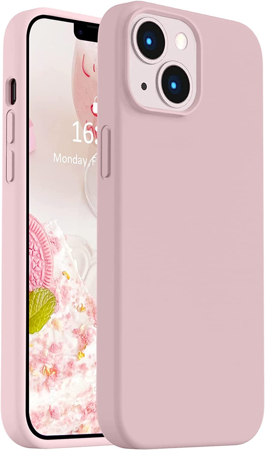 Vooii Compatible with Iphone 14 Case,[Silky Touch Premium Liquid Silicone] [Soft Anti-Scratch Microfiber Lining], Ultra Slim Shockproof Protective Case for Iphone 14 - Black  Vooii Pink Sand  