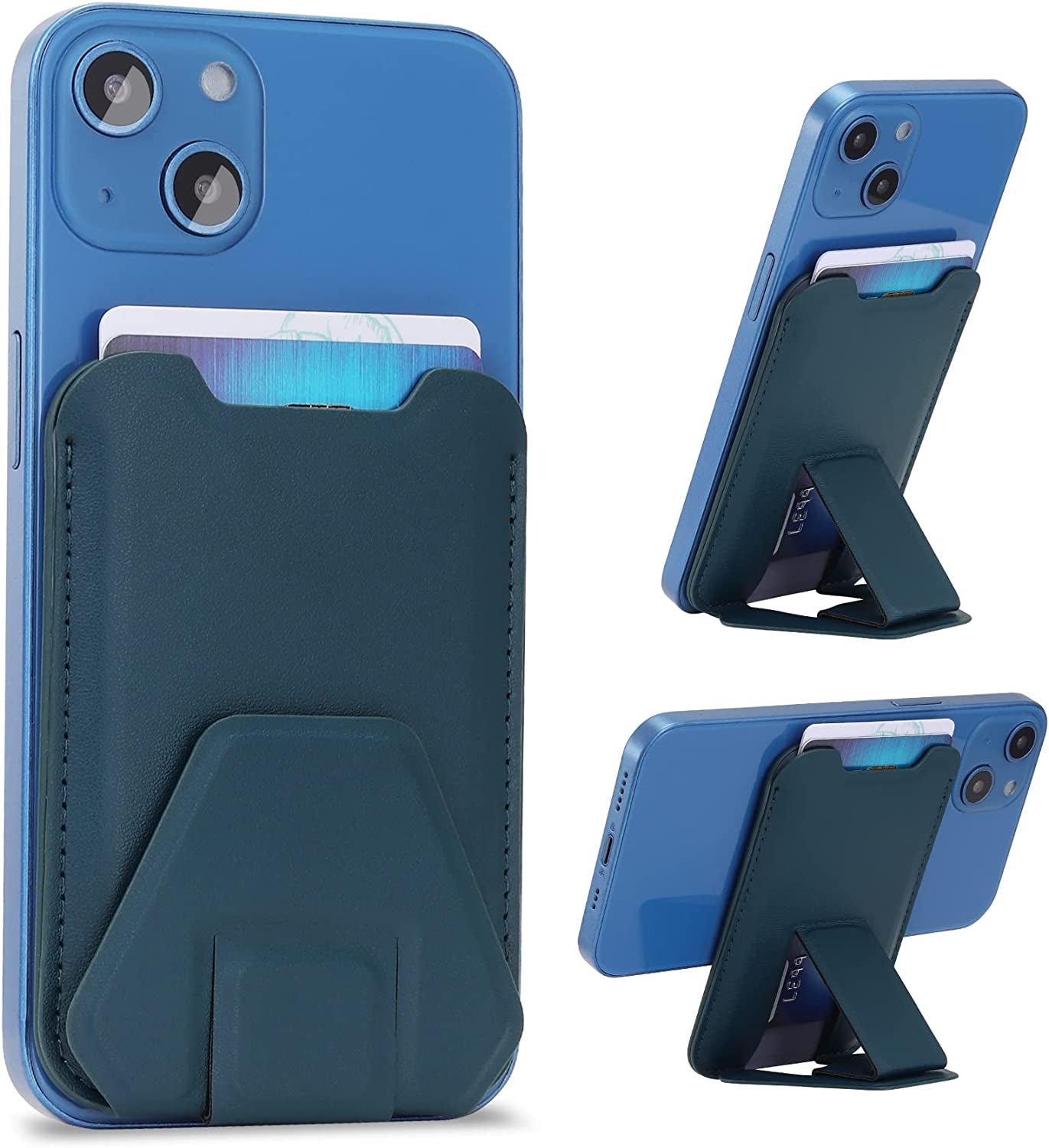 Magnetic Card Wallet Holder for Apple Magsafe, Magnetic Stand Card Holder Compatible Iphone 12 Pro|Max Iphone 13 Pro|Max Magsafe Wallet, Mag Safe Leather Wallet for Iphone 13 Iphone 12 Series, Brown  TopMade D-Navy Blue  