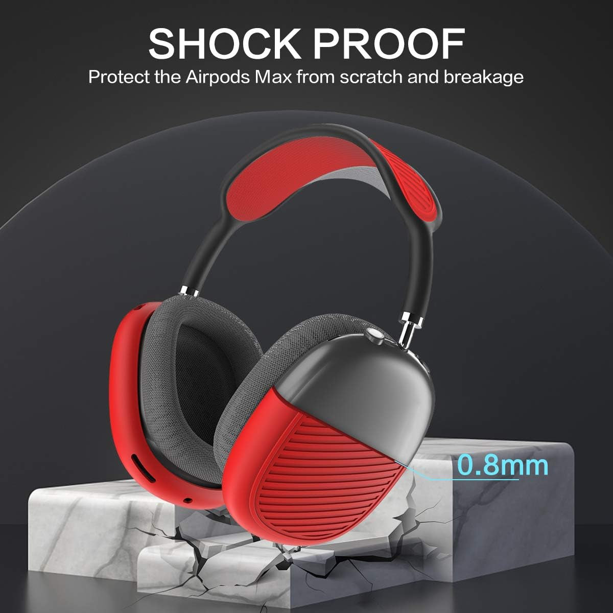 [2 Sets] Case for Airpods Max Ear Cups Cover & Headband Cover, Soft Silicone Anti-Scratch/Dust-Proof Earphone Earpad Cover & Headband Cushion for Apple Airpods Max - Airpods Max Accessories (Red)  WQNIDE   