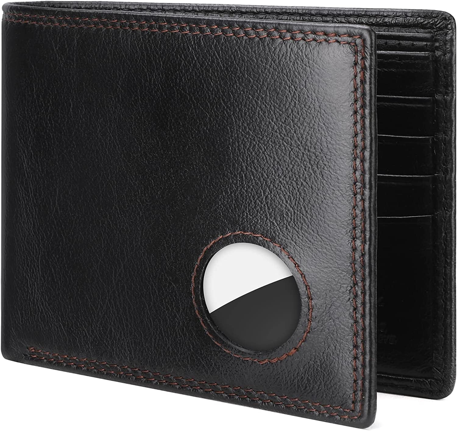 Bill Heart Men Wallet Compatible with Airtag, Genuine Leather Bifold Wallet for Air Tag, RFID Blocking Wallets for Airtag Slot with Credit Card Holder  bill heart   