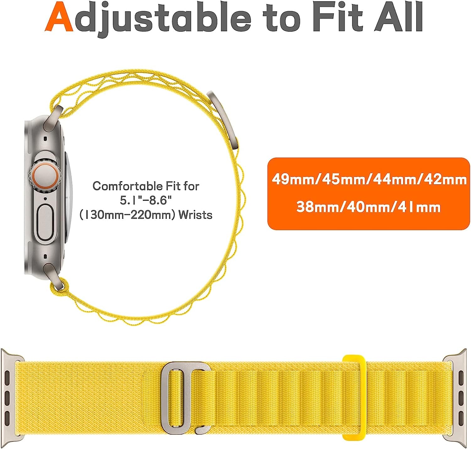VNCAS Compatible with Apple Watch Ultra Band 49Mm 45Mm 44Mm 42Mm 38Mm 40Mm 41Mm Men Women, Rugged Alpine Loop Nylon Sport Bands with Titanium G-Hook Braided Stap for Iwatch Series SE 8 7 6 5 4 3 2 1  VNCAS   