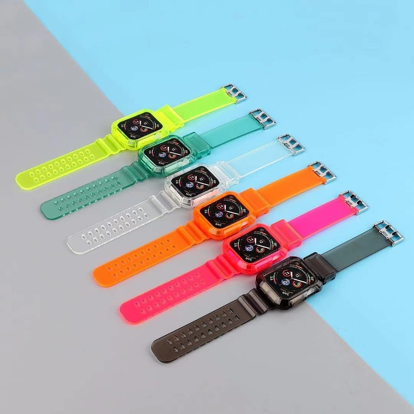 Kaihang Compatible for Apple Watch Band, Crystal Clear Iwatch Band Strap with Rugged Bumper Case 38Mm/40Mm/41Mm/42Mm/44Mm/45Mm/49Mm Bands for Apple Watch Series SE/8/7/6/5/4/3/2  Kaihang   