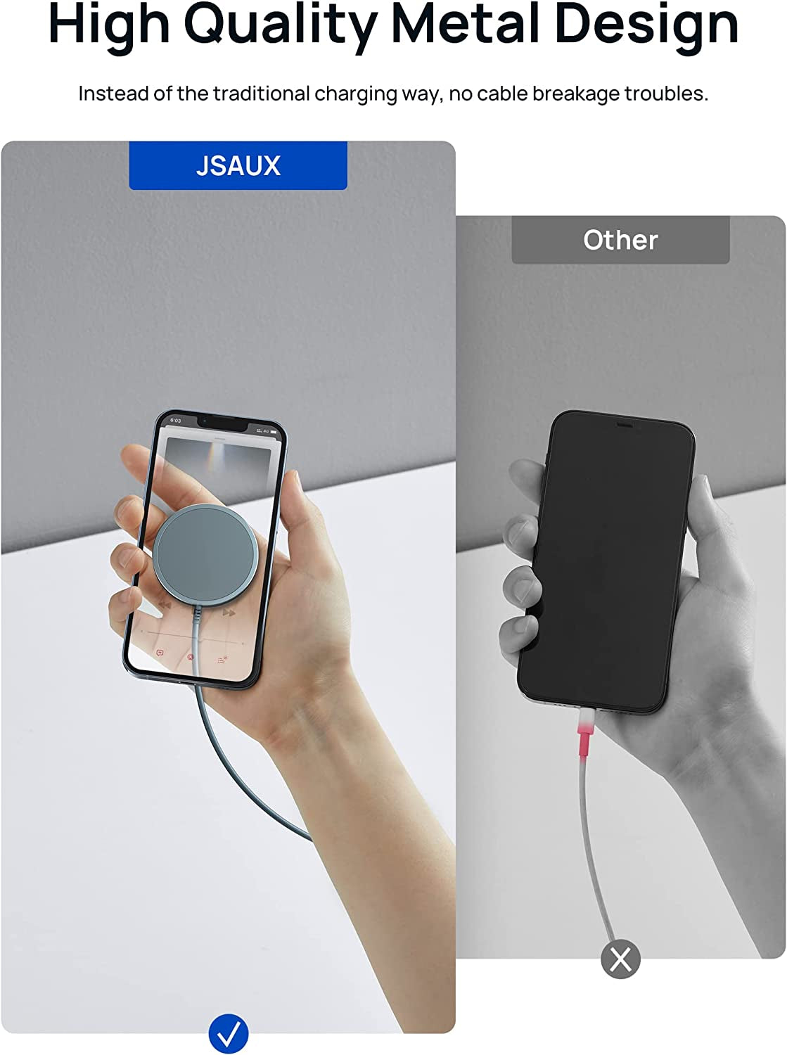 JSAUX Magnetic Wireless Charger Compatible with Mag-Safe Charger/Iphone 14/14 Pro/14 Plus/14 Pro Max/Iphone 13/13 Pro/13 Pro Max/13 Mini/Iphone 12, Magnetic Wireless Charging Pad, Mag Charger (Blue)  Shenzhen Wuyishi Technology Co.,Ltd   