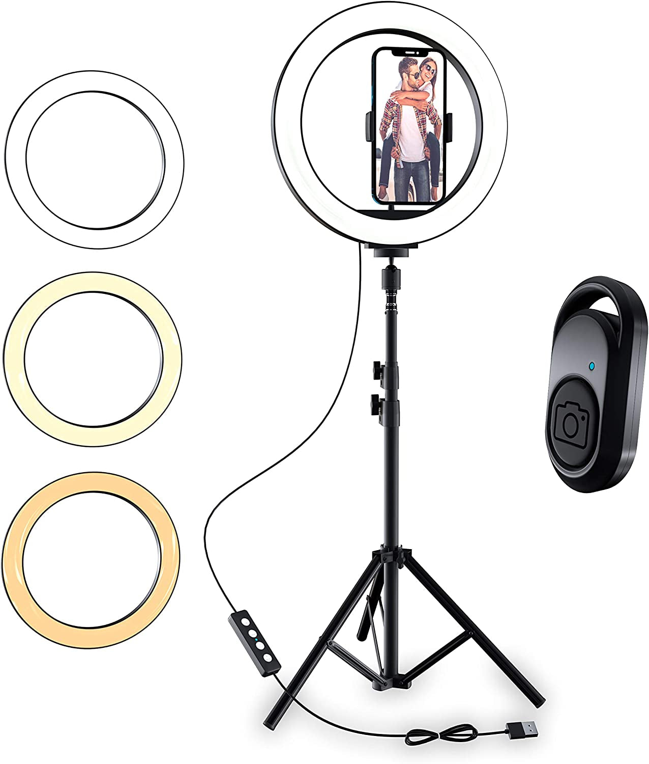 TALK WORKS 10" Selfie Ring Light Compatible W/Iphone 13/13 Pro/13 Pro Max/14/14 Plus/14 Pro/14 Pro Max - Halo LED Circle Phone Holder Tripod Stand for Tiktok, Live Stream, Video Recording (Black)  TalkWorks   