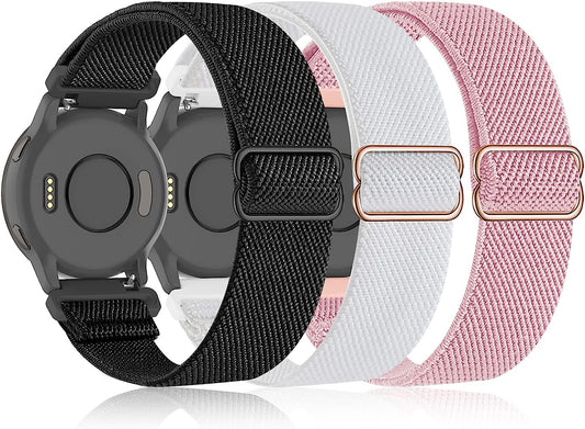 Bolesi 3 Pack 18Mm Stretchy Nylon Watch Bands for Garmin Venu 2S / Vivoactive 4S/ Vivoactive 3S,Soft Sport Band Quick Release Wristband Loop Elastic Strap for Men Women  Bolesi   