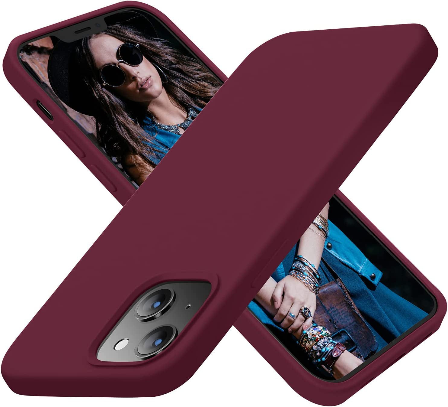 Cordking Designed for Iphone 13 Case, Iphone 14 Case, Silicone Ultra Slim Shockproof Protective Phone Case with [Soft Anti-Scratch Microfiber Lining], 6.1 Inch, Clove Purple  Cordking Plum  