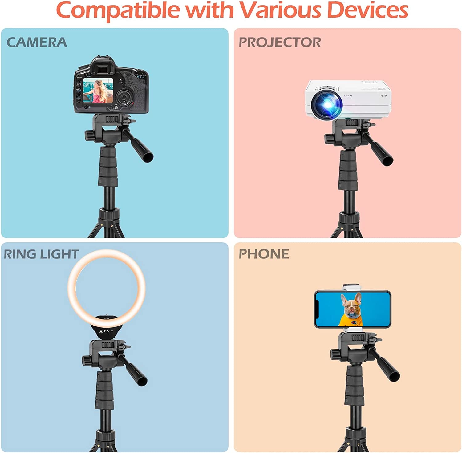 Aureday 67" Phone Tripod&Camera Stand, Selfie Stick Tripod with Remote and Phone Holder, Perfect for Selfies/Video Recording/Vlogging/Live Streaming  Aureday   