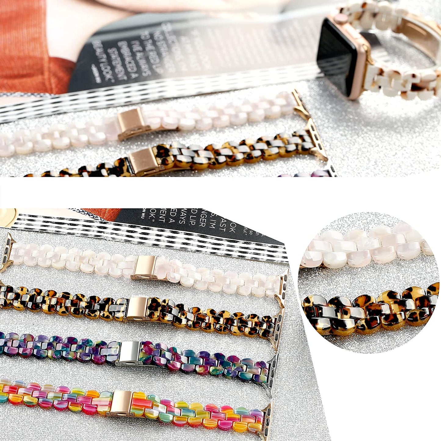 Secbolt Band Compatible with Apple Watch Band 38Mm 40Mm 41Mm 42Mm 44Mm 45Mm Women, Slim Resin Bracelet for Iwatch Series 8/7/6/5/4/3/2/1/SE  Secbolt   