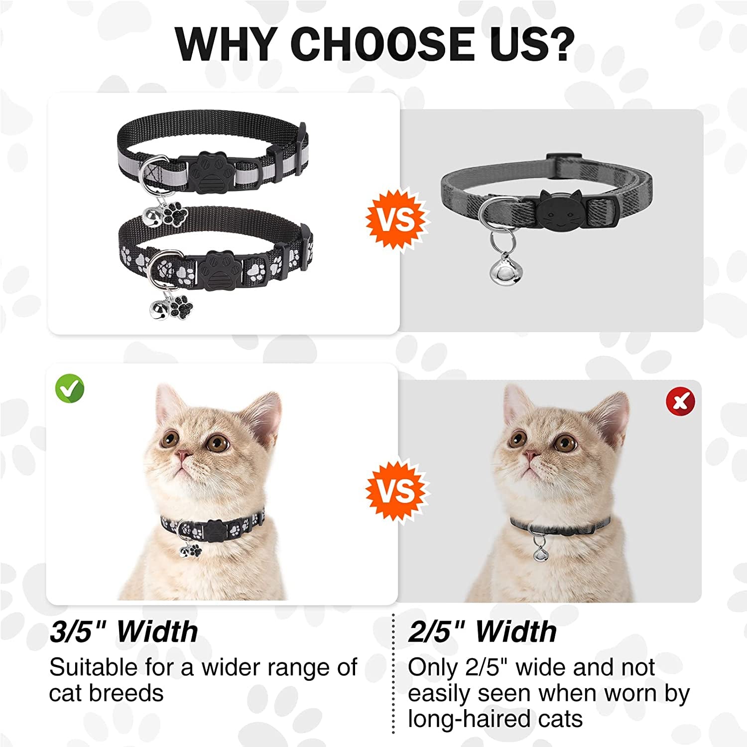 DILLYBUD Reflective Cat Collars Breakaway for Big Cats/Adult Cats Boys and Girls with Bell and Charm, 3/5" Width Safety Buckle Nylon Kitten Collar, 2 Pack Adjustable Soft Cute Pet Collar for Summer  DILLYBUD   