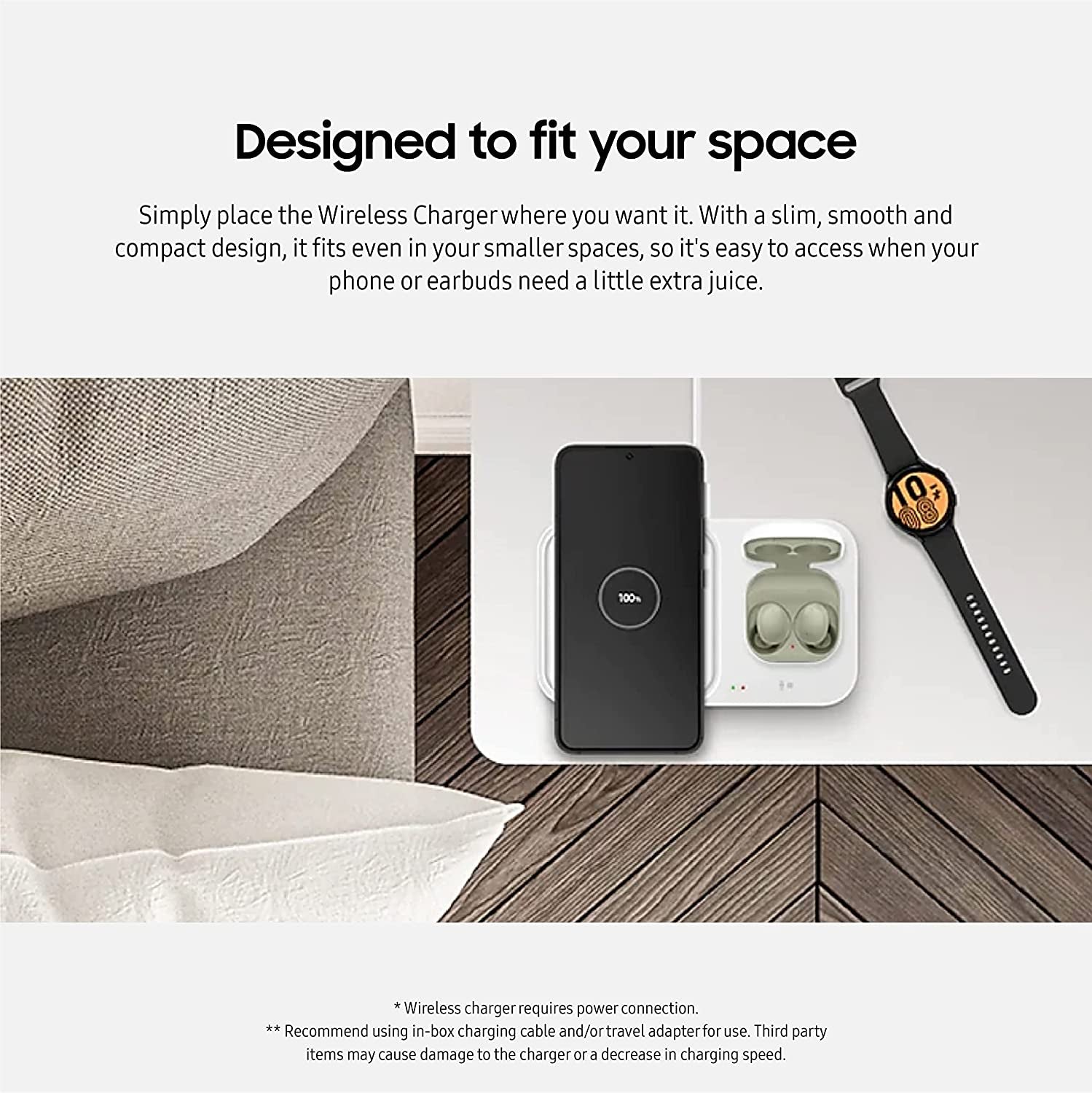 SAMSUNG 15W Wireless Charger Duo W/ USB C Cable, Charge 2 Devices at Once, Cordless Super Fast Charging Pad for Galaxy Phones and Devices, 2022, US Version, White  Samsung   