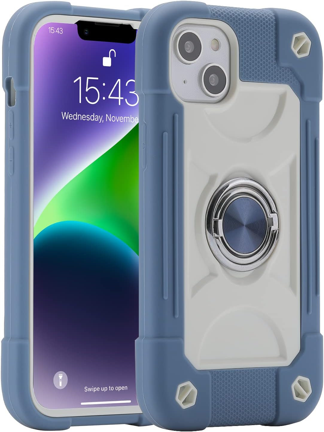 MARKILL Compatible with Iphone 14 plus Case 6.7 Inch with 360 Degree Rotate Ring Stand, Military Grade Drop Protection Full Body Rugged Heavy Duty Protective Cover for Iphone 14 Plus. (Avocado)  MARKILL Blue  