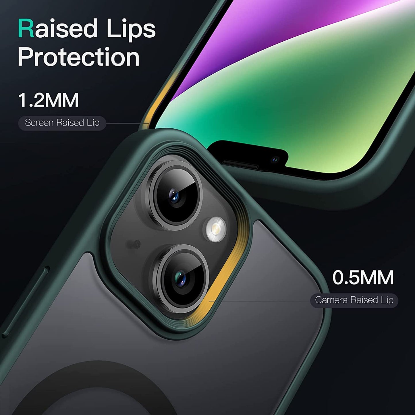 Jetech Magnetic Case for Iphone 14 6.1-Inch Compatible with Magsafe, Translucent Matte Back Slim Shockproof Phone Cover (Dark Green)  JETech   