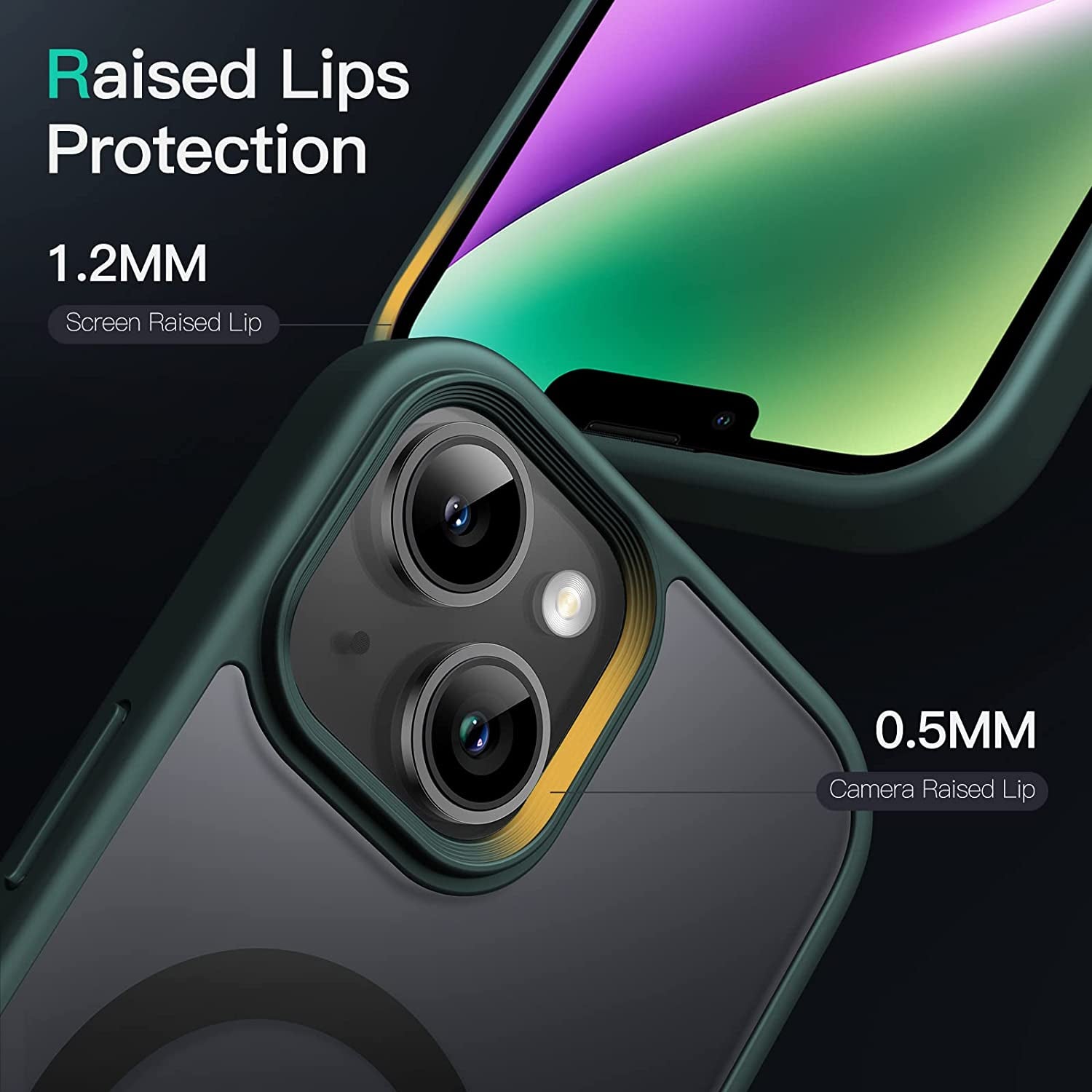 Jetech Magnetic Case for Iphone 14 6.1-Inch Compatible with Magsafe, Translucent Matte Back Slim Shockproof Phone Cover (Dark Green)  JETech   