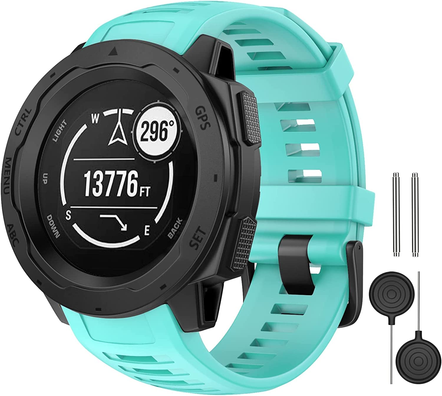 MYSNBKN Compatible with Garmin Instinct Band, Soft Silicone Replacement Watch Strap for Garmin Instinct/ Solar/ Tactical  MYSNBKN Mint Green  