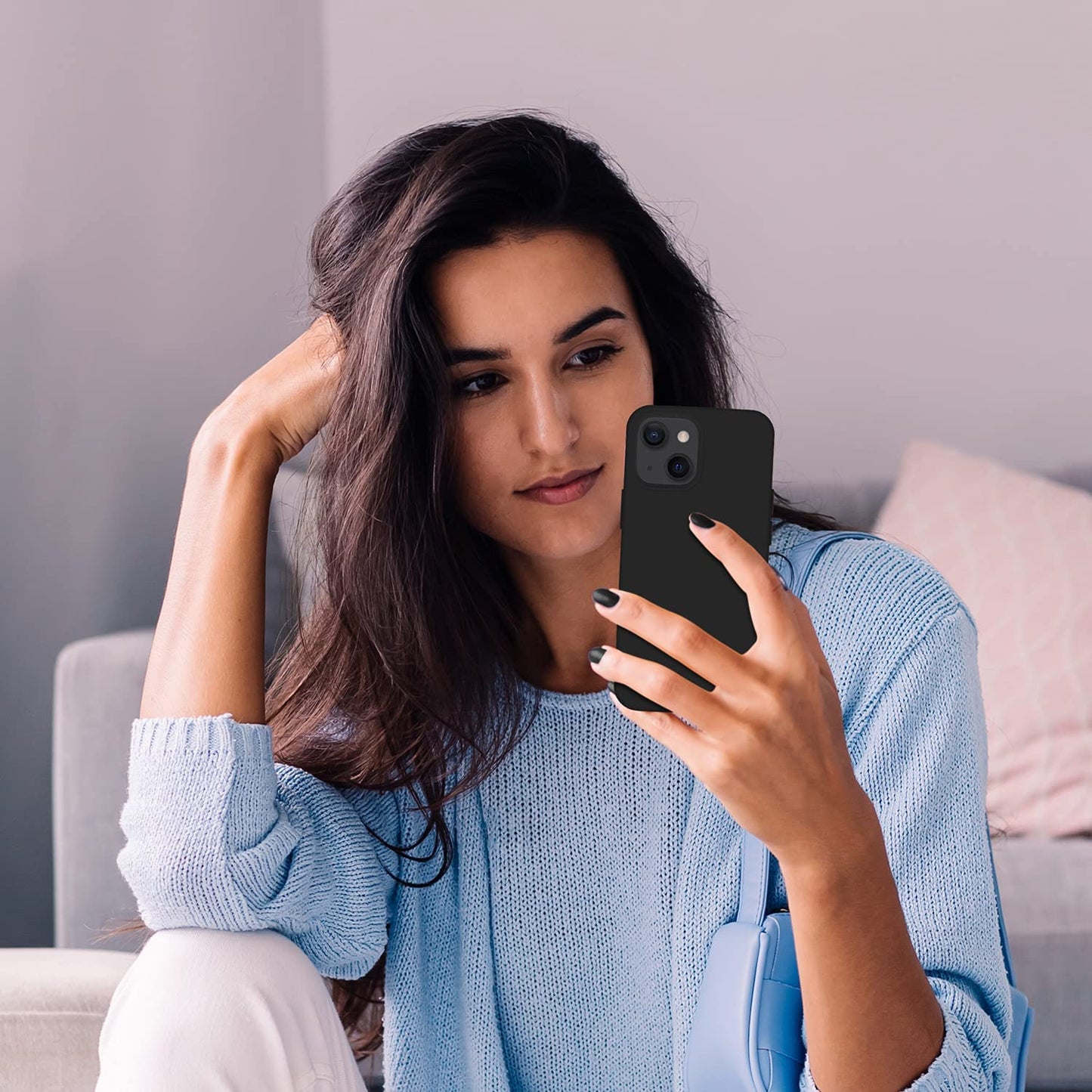 Cordking Designed for Iphone 13 Case, Iphone 14 Case, Silicone Ultra Slim Shockproof Protective Phone Case with [Soft Anti-Scratch Microfiber Lining], 6.1 Inch, Black  Cordking   