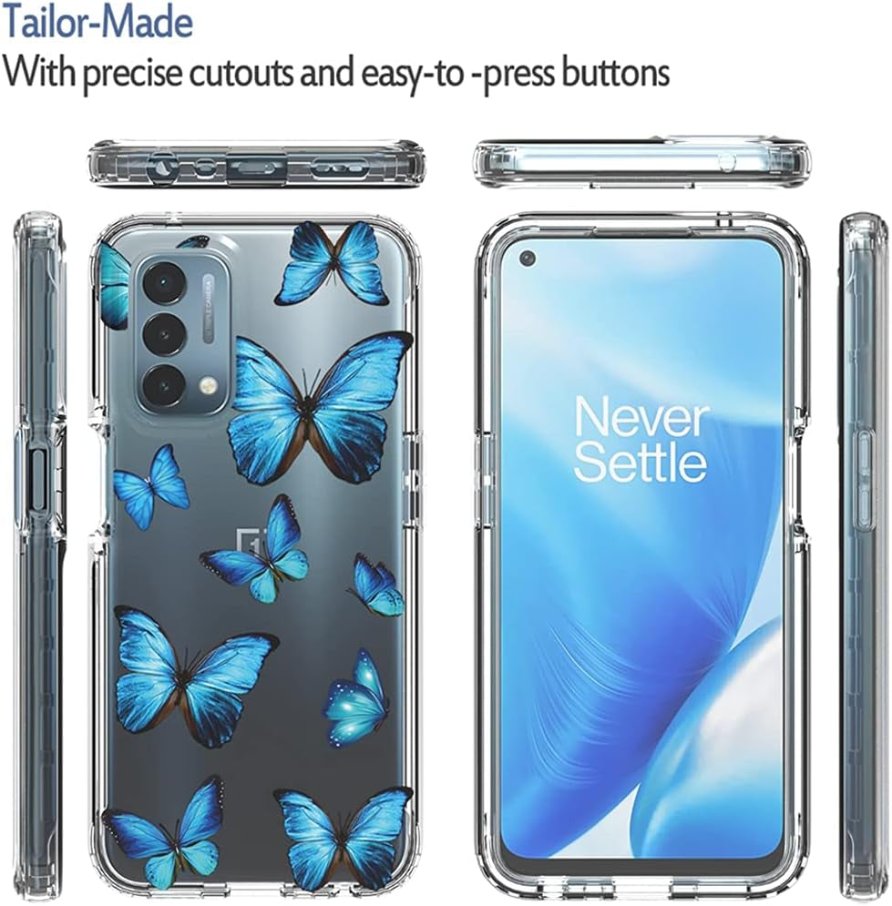 Zoeirc Case for Oneplus Nord N200 Case, Oneplus N200 5G Clear Case for Girls, Soft TPU 360 Full Body Shockproof Hybrid Bumper Crystal Clear Phone Case Cover for Oneplus Nord N200 5G (Blue Butterfly)  Zoeirc   