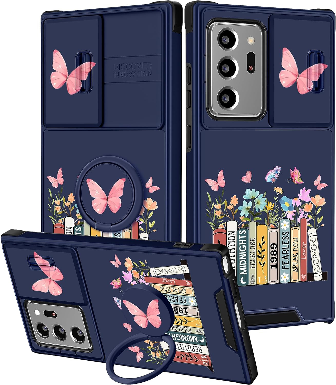 Funermei (2In1 for Samsung Galaxy Note 20 Ultra Case for Women Cute Girls Phone Cover Butterfly Girly Aesthetic Purple Butterfly Design with Camera Cover+Ring Funda for Galaxy Note 20 Ultra Case 5G  Funermei 4-Books  