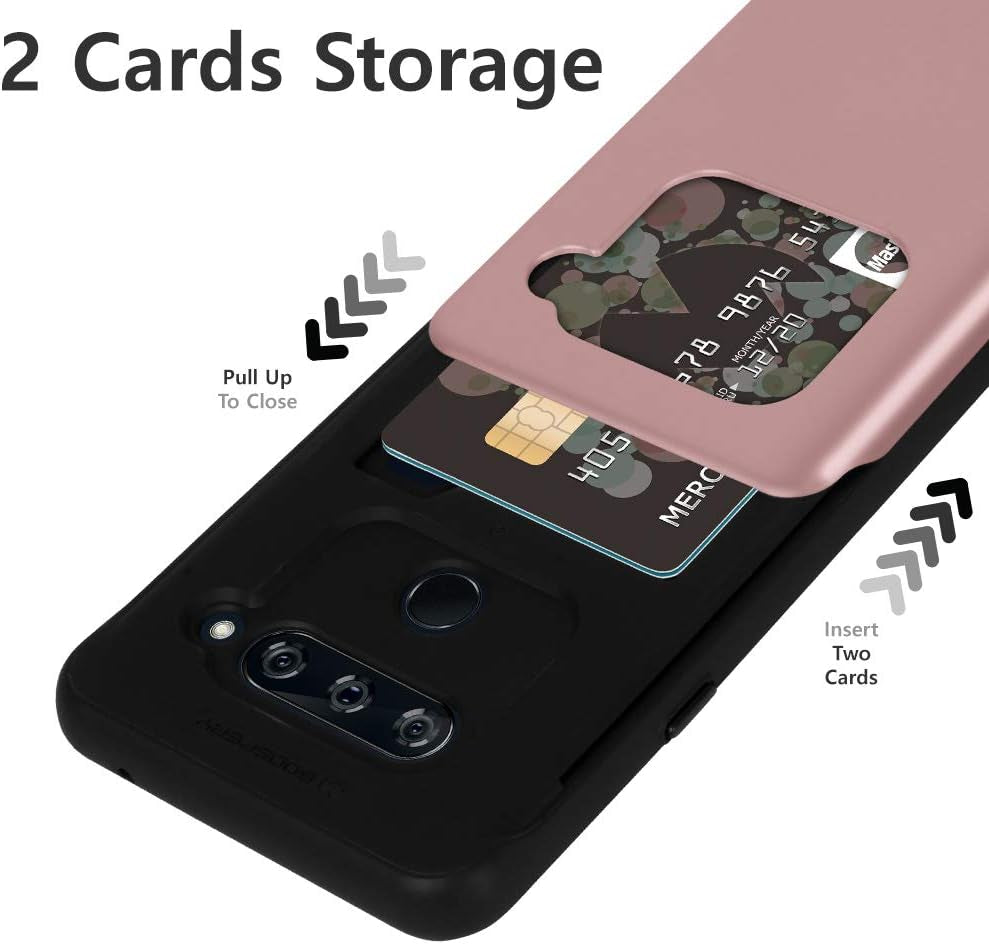 GOOSPERY LG V40 Thinq Case, LG V40 Case [Sliding Card Holder] Protective Dual Layer Bumper [TPU+PC] Cover with Card Slot Wallet for LG V40 Thinq (Rose Gold) LGV40-SKY-RGLD  GOOSPERY   