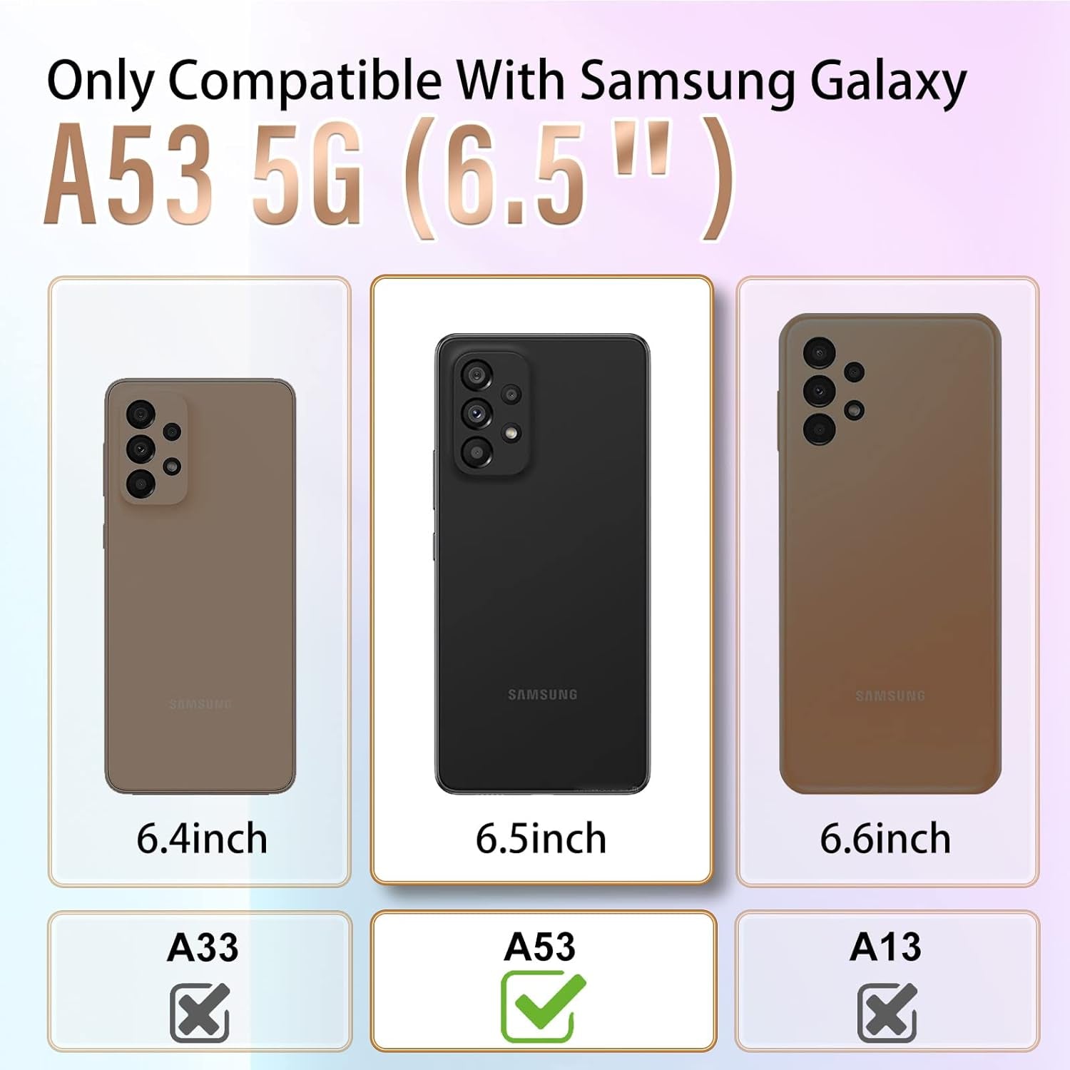 Likiyami (3In1 for Samsung Galaxy A53 5G Case Heart Women Girls Cute Girly Aesthetic Trendy Luxury Pretty with Loop Phone Cases Blue and Gold Plating Love Hearts Cover+Screen+Chain for A53 5G -6.5''  Likiyami   