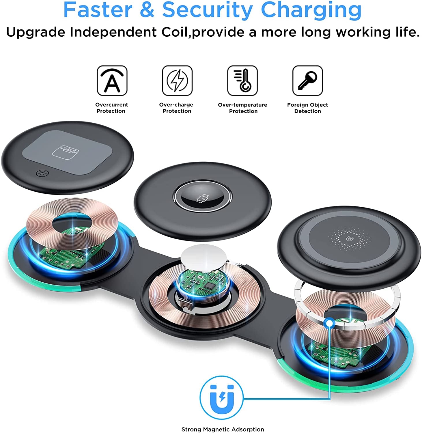 Wireless Charging Station, 3 in 1 Foldable Fast Wireless Charger Pad [Compatible with Magsafe Charger] for Iphone 14/Pro/Max/Plus/13/12 Series, Airpods 3/2/Pro, Apple Watch/Iwatch - Black  Temdan   