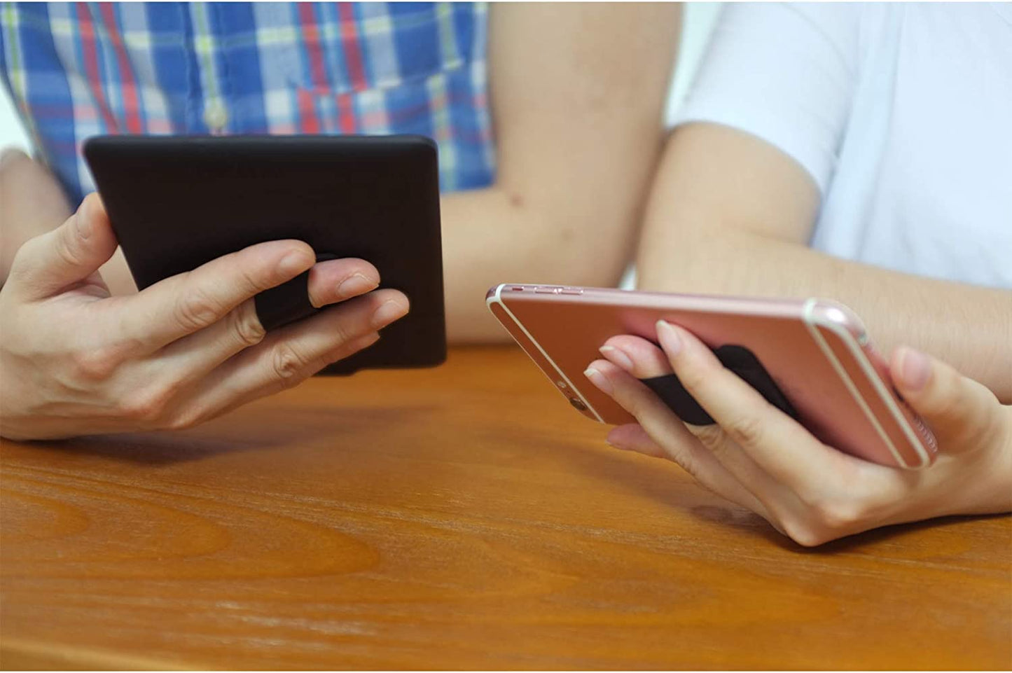 WUOJI Finger Strap Phone - Cell Phone Finger Holder - Ultra Thin Anti-Slip Universal Cell Phone Gripper for Back of Phone Grip Compatible with Iphone Samsung and Most Smartphones -2Pack(Black)  WUOJI   