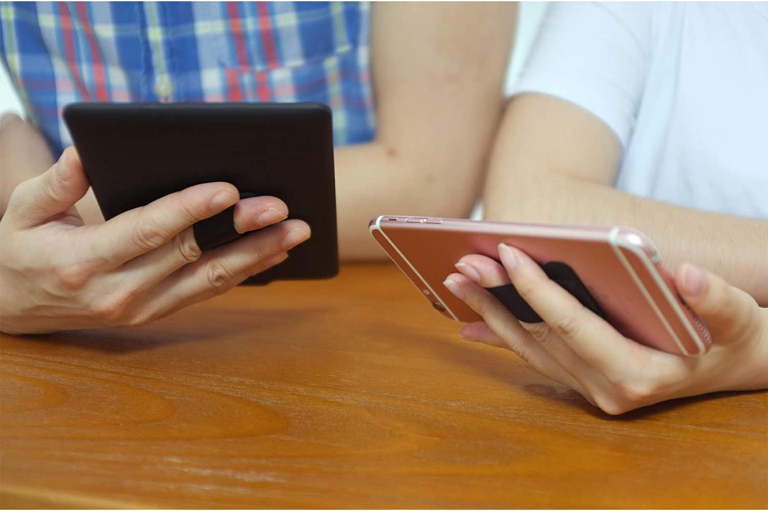 WUOJI Finger Strap Phone - Cell Phone Finger Holder - Ultra Thin Anti-Slip Universal Cell Phone Gripper for Back of Phone Grip Compatible with Iphone Samsung and Most Smartphones -2Pack(Black)  WUOJI   