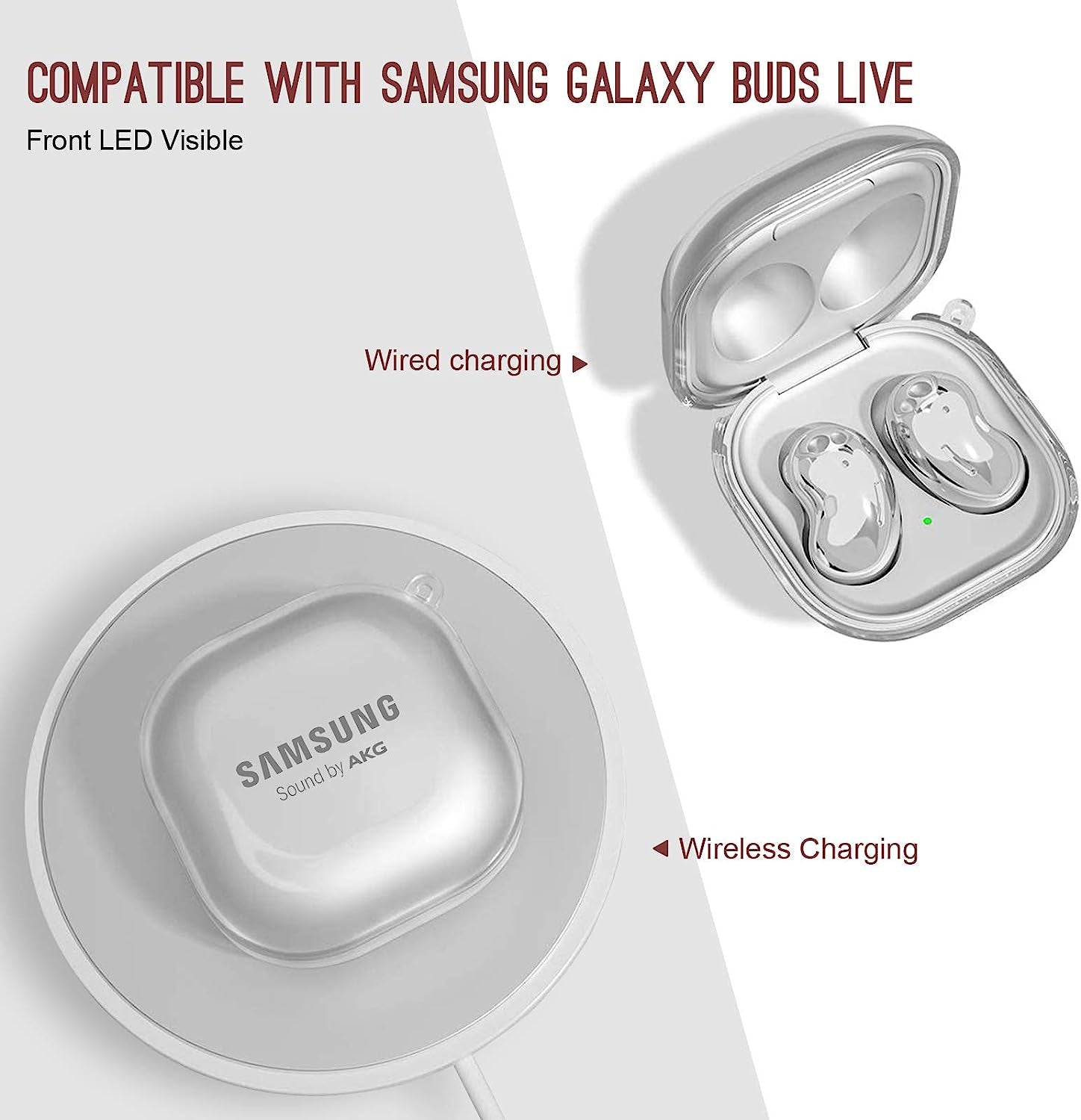 AIIKO Compatible Galaxy Buds 2 Pro Case 2022/Galaxy Buds 2/Pro Case 2021 /Galaxy Buds Live Case 2020 Clear Soft TPU Shockproof Case Protective Cover for Samsung Earbuds with Keychain - Clear Black  AIIKO   