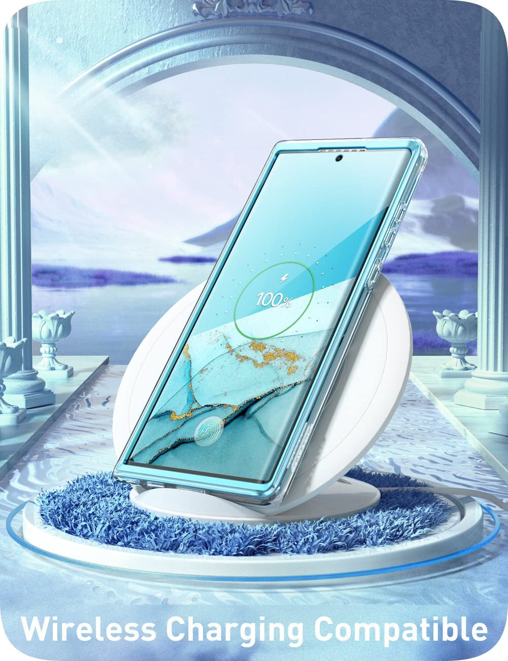 I-Blason Cosmo Series for Samsung Galaxy S22 Ultra 5G (2022 Release), Slim Stylish Protective Case with Built-In Screen Protector (Ocean)  i-Blason   