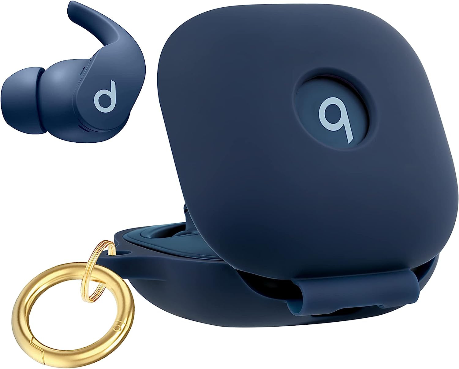 Beats Fit Pro Case Cover, Gawnock Soft Silicone Leopard Print Case for Apple Beats Fit Pro 2021 Shockproof Protective Earbuds Case with Keychain for Women Girl (Light Green Leopard/Cheetah)  Gawnock Blue  