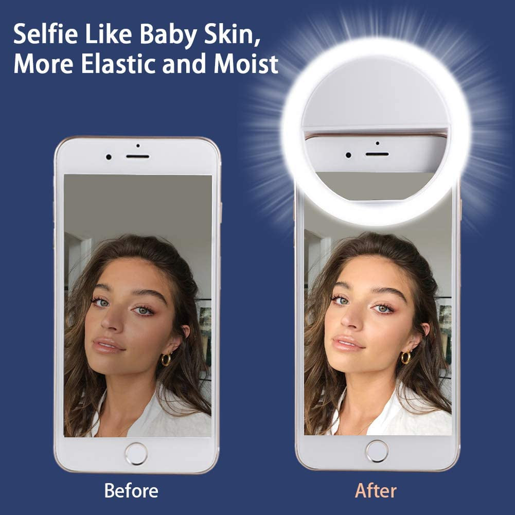 Selfie Light for Iphone & Android，Lvyouif Portable Clip on Ring Selfie Light Flash with 36 Rechargeable LED for Phone Laptop Ipad Photography Camera Video Girls Makeup(White)  LVYOUIF   