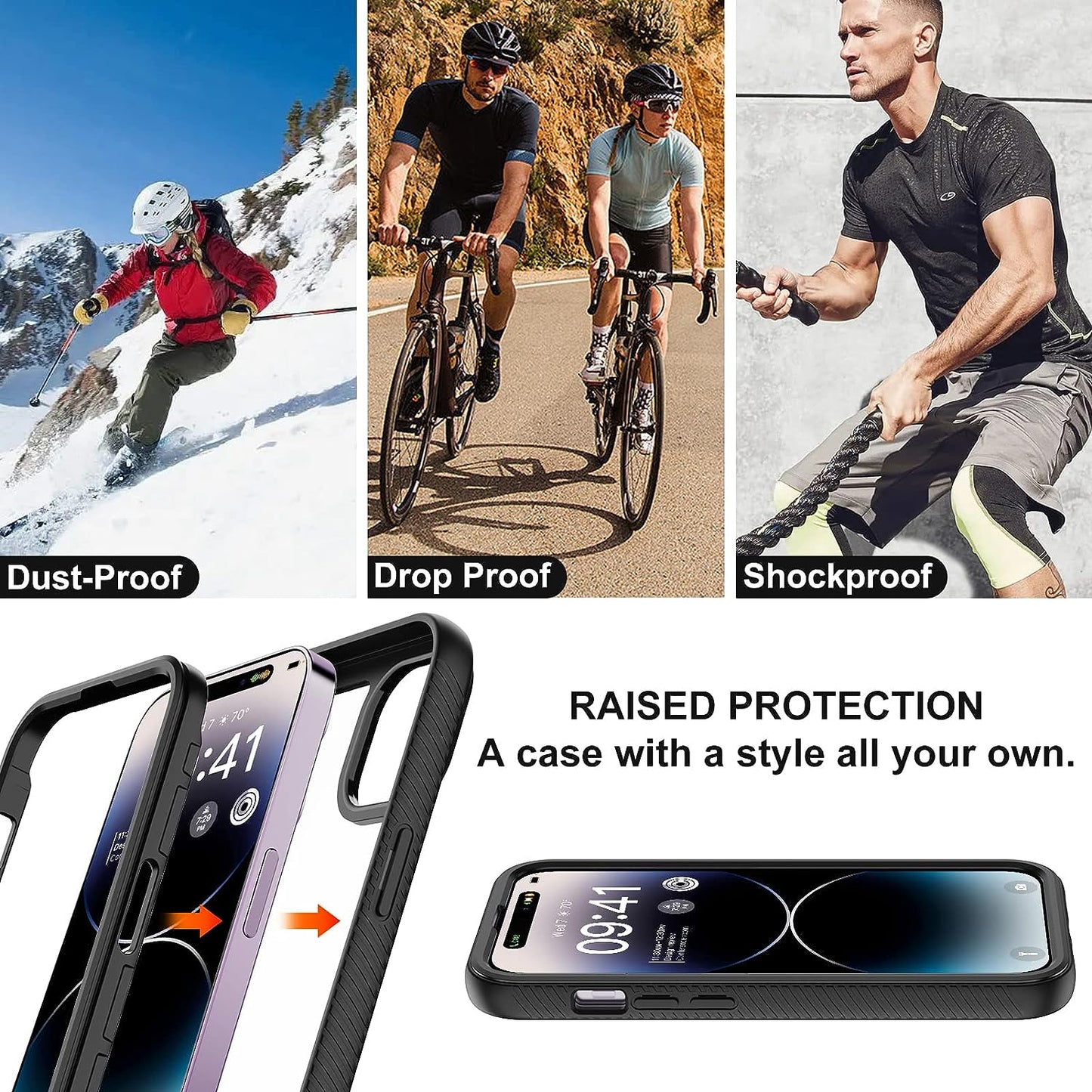 Annymall for Iphone 14 Pro Max Clear Case with 2 Screen Protector,Heavy Duty Shockproof Drop Protection Phone Cover Rugged Durable Full Body Bumper Hard Case for Apple Iphone 14 Pro Max (Black/Clear)  Annymall   