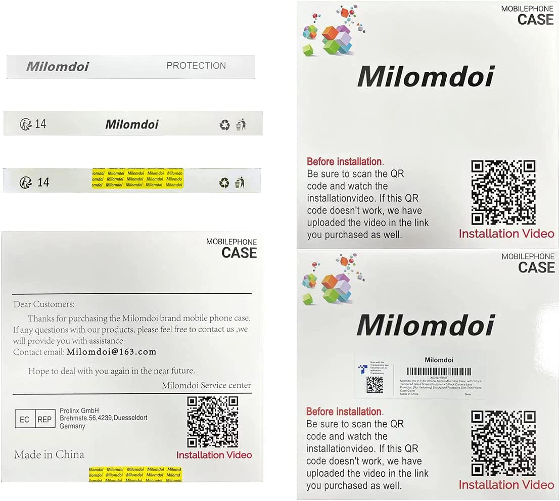 Milomdoi [10 in 1 for Iphone 14 Pro Max Case Clear with 3 Pack Screen Protector Accessories 3 Pack Camera Lens Cover Protective Slim Thin Cute Phone Cases Funda Suitable with Magsafe Women Men  Milomdoi   