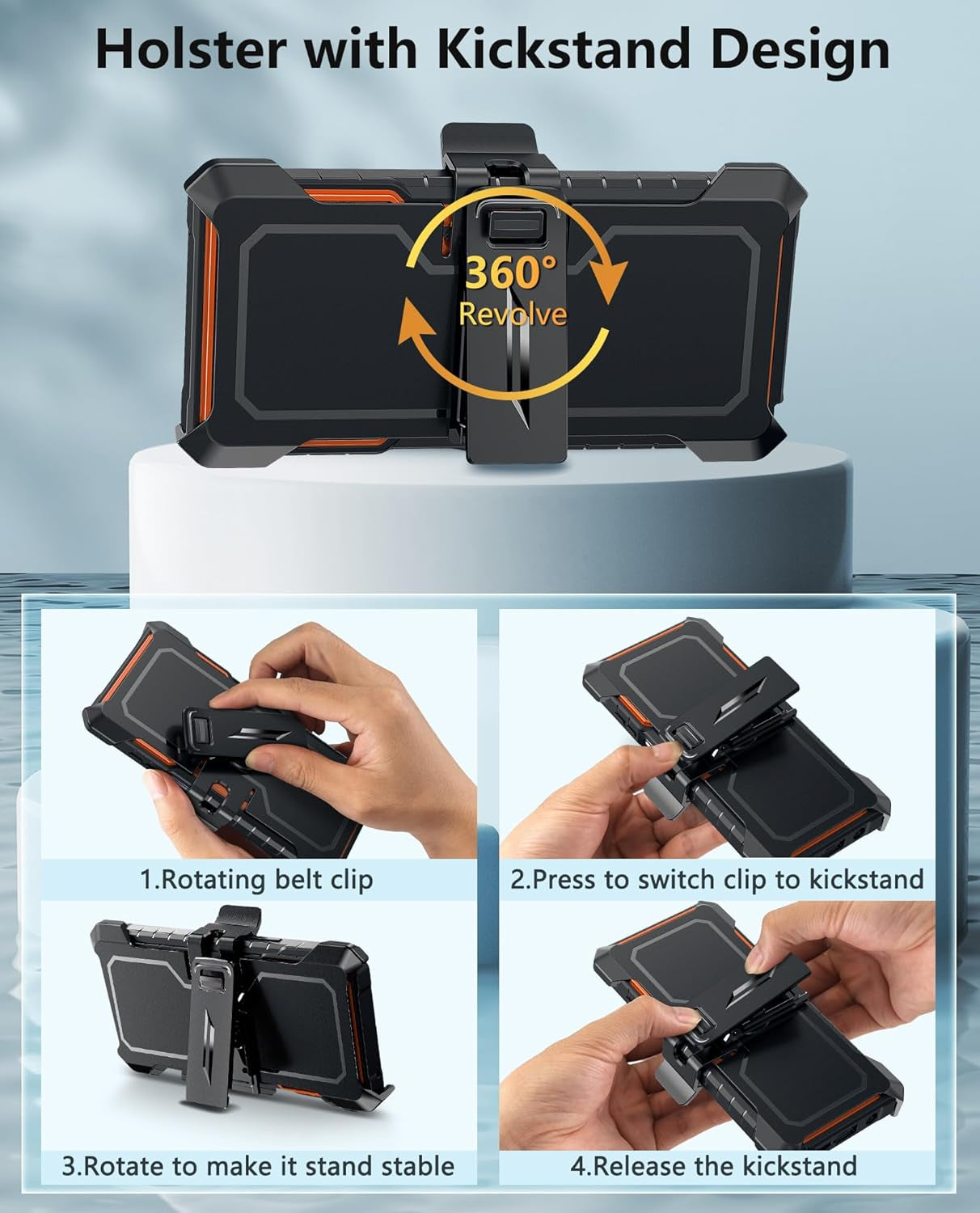 For Motorola Moto G-Stylus 5G-2022 Case: Military Grade Drop Proof Protection Rugged Protective Cell Phone Cover with Belt Clip Holster Kickstand & Slide |Shockproof TPU Matte(Belt-Clip Orange)  WTYOO   