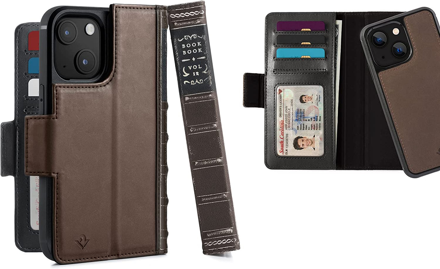 Twelve South Bookbook for Iphone 14 plus | Magsafe Compatible Full-Grain Leather Wallet Case with Display Stand + Removable Stand-Alone Leather Accent Case, Brown  Twelve South Brown BookBook iPhone 13