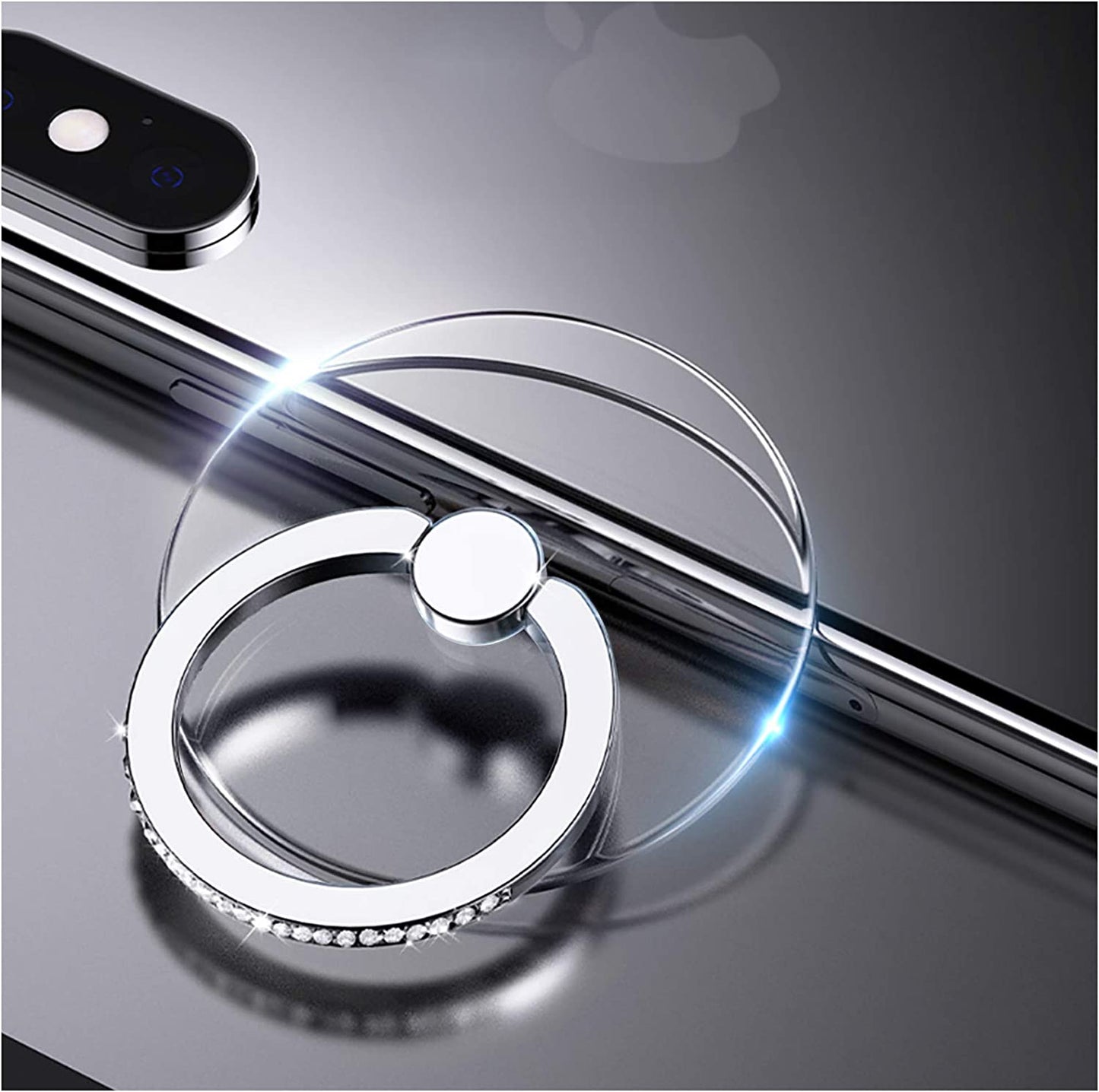 YINHEXI 2 Pcs Transparent Phone Ring Stand Holder Cell Phone Ring Holder Finger Grip 360 Degree Rotation (Rose Gold & Diamond-3)  YINHEXI Silver & Diamond-3  