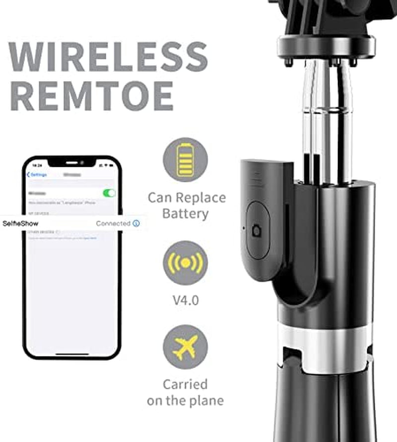 Portable Selfie Stick, Handheld Phone Tripod Stand with Detachable Wireless Remote, Selfie Stick Tripod for Iphone 14 13 12 11 Pro Xs Max Xr X 8 7 Plus, Android Moto Samsung Google Smartphone, More  LDP   