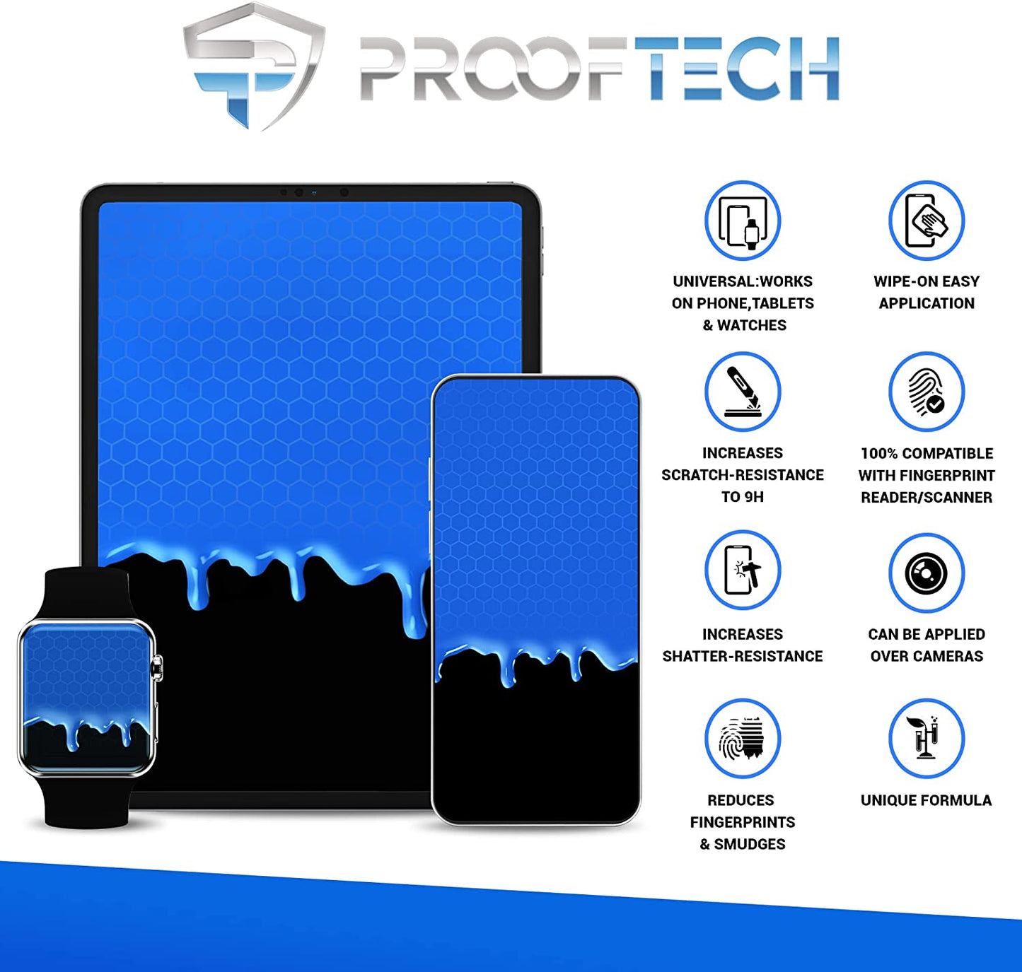 Phone Scratch Remover and Cracked Repair Liquid by Prooftech Liquid Glass Screen Protector for All Smartphones Tablets and Watches (2 Pack)  ProofTech   