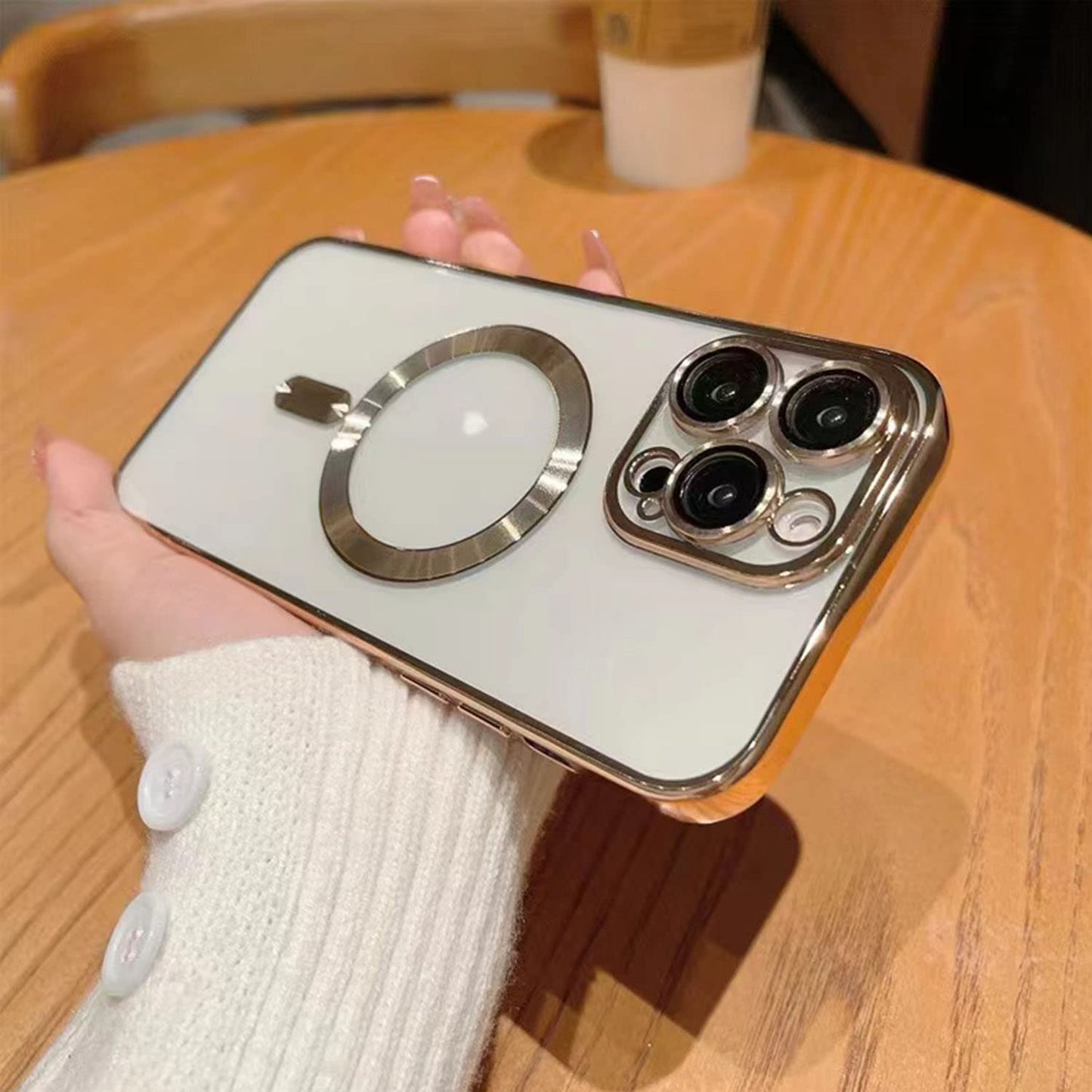 Misscase Iphone 14 Pro Magsafe Case with Camera Lens Protector, Full Protection Clear Magnetic Anti-Scratch Cover - Gold  Misscase   