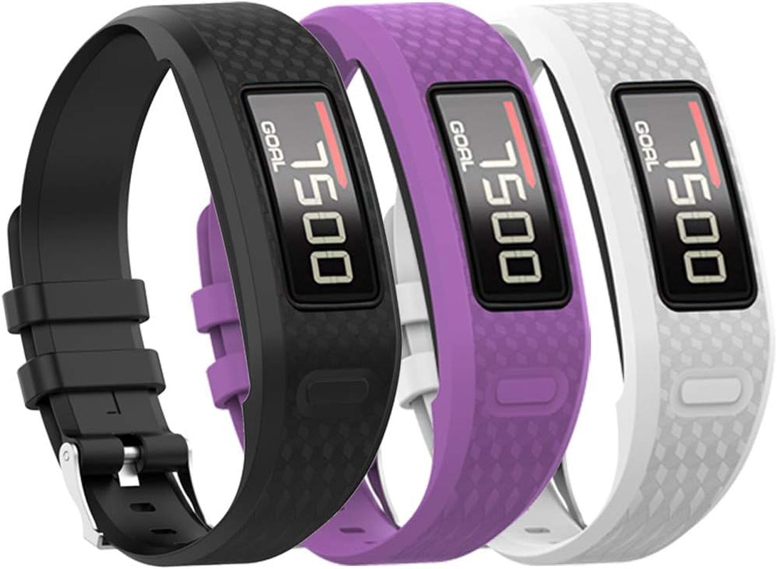 QGHXO Band for Garmin Vivofit 1 / Vivofit2, Soft Silicone Replacement Watch Band Strap for Garmin Vivofit 1 / Vivofit 2 Activity Tracker, Small, Large, Ten Colors  QGHXO Black&White&Purple Small 