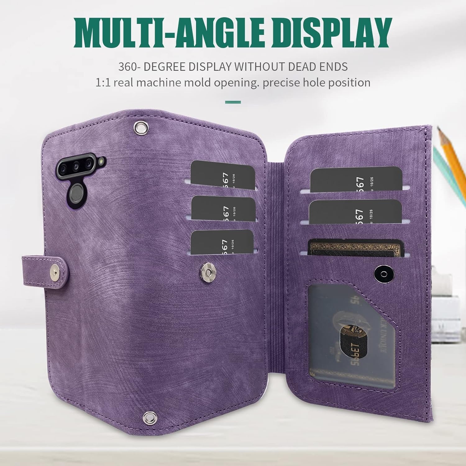 Compatible with LG V40 Thinq Wallet Case Flip Credit Card Holder Cell Phone Cover for Folio Purse Lanyard Wrist Strap Rugged Slot Mobile LGV40 Storm V 40 Thin Q V40Thinq LG40 40V 40Thinq Women Purple  Furiet   