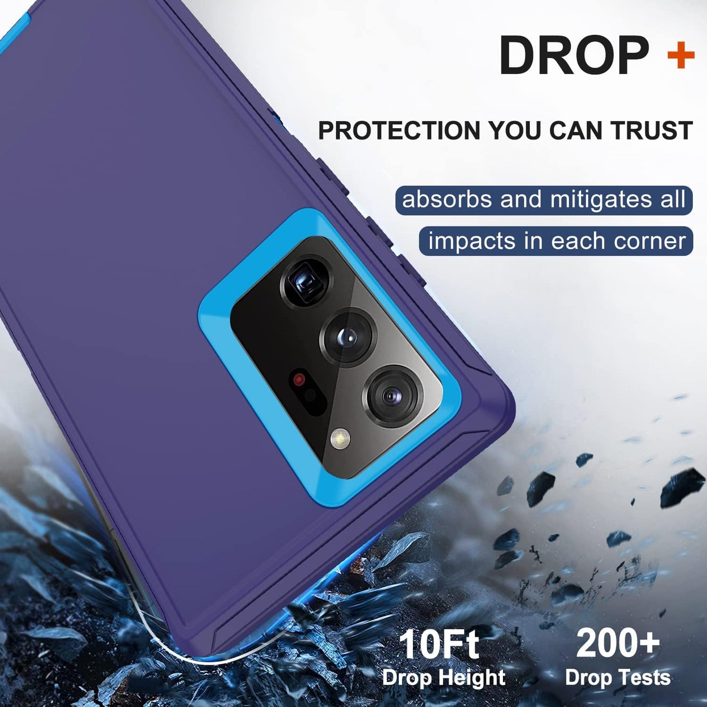 For Galaxy Note 20 Ultra Case with Belt Clip Holster, 2 Screen Protector, Military Grade Full Body Heavy Duty Shockproof Rugged Protective Cover for Samsung Galaxy Note 20 Ultra 5G (Blue)  RubCase   